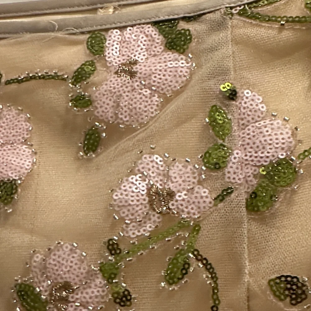 Elegant Floral Embroidered Skirt Set in Cream, Green and Pink